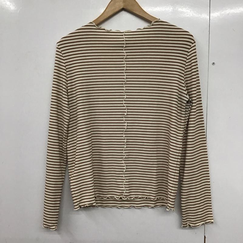 ローリーズファーム LOWRYS FARM カットソー 長袖 長袖カットソー ボーダープリントカットソー FREE ボーダー柄 白 / ホワイト / X 茶 / ブラウン /  レディース USED 古着 中古 10142692