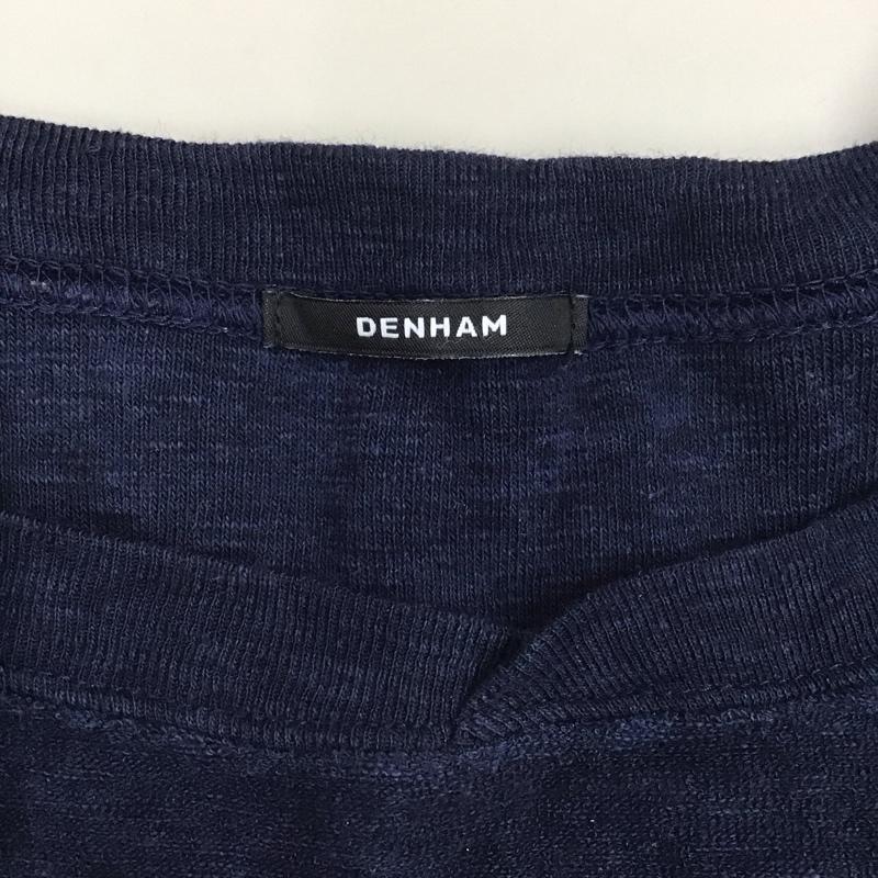 デンハム DENHAM カットソー 七分袖 01-22-04-52-562 PILE FOOTBALL TEE LS フットボールTシャツ パイル地 S ロゴ、文字 紺 / ネイビー /  メンズ USED 古着 中古 10121225