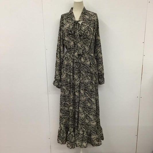 フィフス fifth ワンピース ロングスカート ES21S5022 リボンタイ 長袖 花柄 黒 / ブラック /  レディース USED 古着 中古 10112365