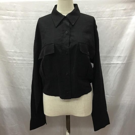 ザラ ZARA シャツ、ブラウス 長袖 長袖シャツ カラーシャツ ポケットシャツ 長袖カットソー XS 無地 黒 / ブラック /  レディース USED 古着 中古 10115794