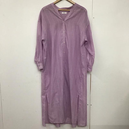 ローリーズファーム LOWRYS FARM ワンピース ロングスカート LF719006TK スキッパーシャツワンピース スリット FREE ストライプ 紫 / パープル /  レディース USED 古着 中古 10144369