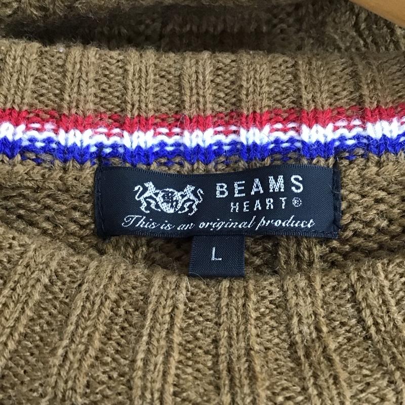 ビームス ハート BEAMS HEART ニット、セーター 長袖 長袖ニットカットソー ニット セーター クルーネックニット L  茶 / ブラウン /  レディース USED 古着 中古 10117893