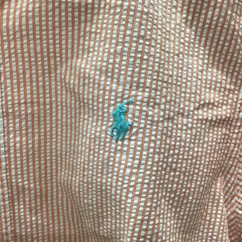 ポロバイラルフローレン Polo by RALPH LAUREN シャツ、ブラウス 半袖 半袖シャツ ストライプシャツ ボタンダウンシャツ ストライプ 白 / ホワイト / X 橙 / オレンジ /  ボーイズ USED 古着 中古 10111015