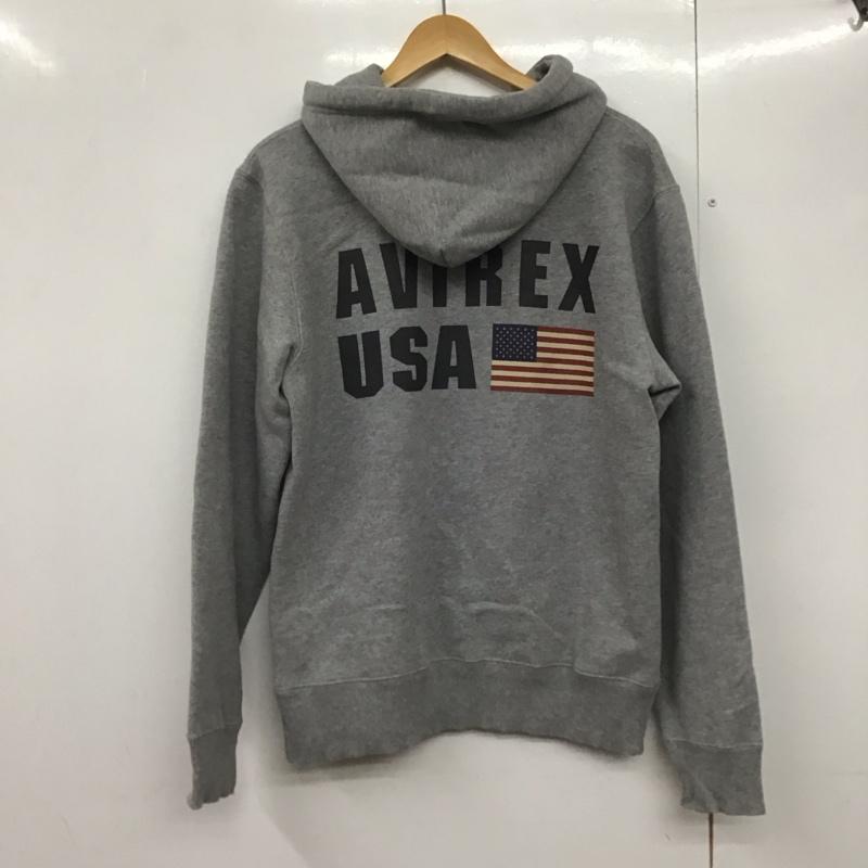 アヴィレックス AVIREX U.S.A. パーカー 長袖 長袖パーカー プルオーバーパーカー スウェット M ロゴ、文字 灰 / グレー /  メンズ USED 古着 中古 10142419
