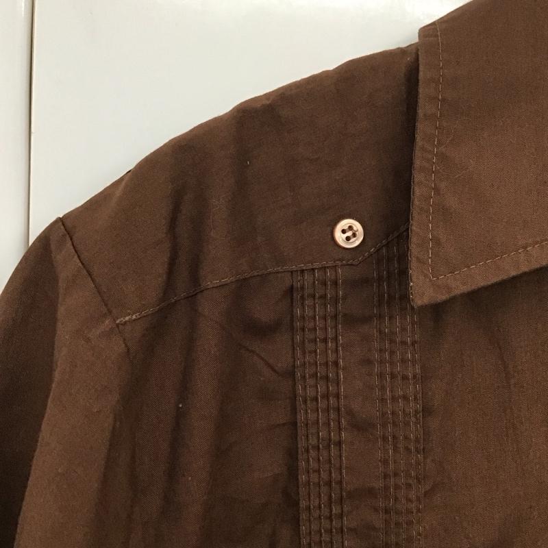 古着 USED シャツ、ブラウス 半袖 半袖シャツ 無地シャツ ポケットシャツ キューバシャツ M 無地 茶 / ブラウン /  メンズ USED 古着 中古 10130123