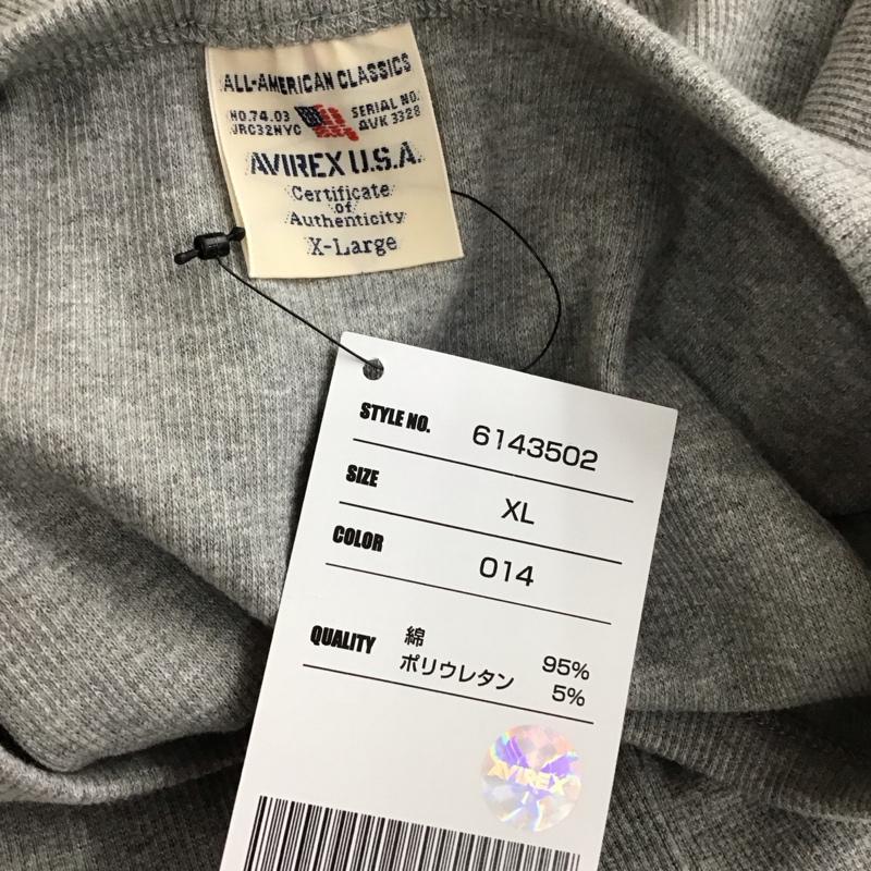 アヴィレックス AVIREX Tシャツ 半袖 半袖カットソー プリントTシャツ クルーネックカットソー XL 無地 灰 / グレー /  メンズ USED 古着 中古 10119293
