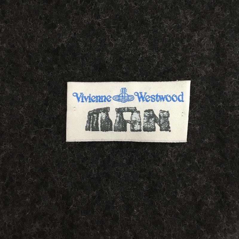 ヴィヴィアンウエストウッド Vivienne Westwood マフラー マフラー フリンジ オーブ 刺繍 ロゴ、文字 チャコールグレー / チャコールグレー /  レディース USED 古着 中古 10123636