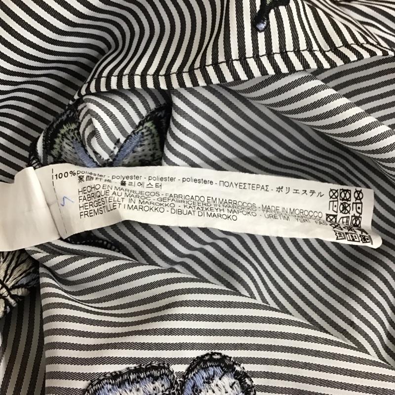 ザラ ZARA カットソー 七分袖 2521 426 070 オフショルダー 蝶々 刺繍 XS ストライプ 白 / ホワイト / X 黒 / ブラック /  レディース USED 古着 中古 10113500