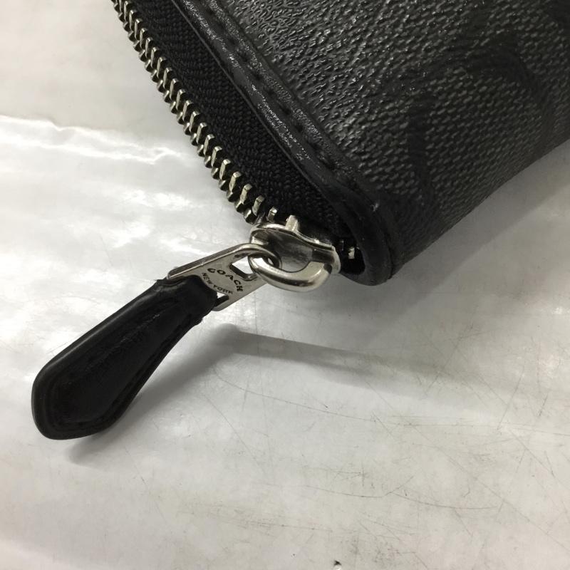 コーチ COACH 財布 長財布 F54630 シグネチャー ラウンドファスナー ロゴ、文字 黒 / ブラック /  レディース USED 古着 中古 10124186