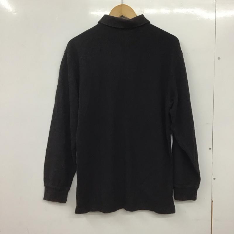 イヴサンローラン Yves Saint Laurent カットソー 長袖 長袖ポロシャツ 長袖カットソー カラーシャツ M ロゴ、文字 黒 / ブラック /  メンズ USED 古着 中古 10144967