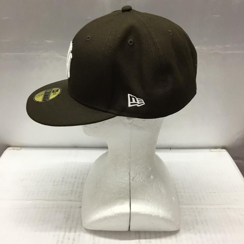ニューエラ NEW ERA 帽子 キャップ NY ニューヨーク ヤンキース 59FIFTY 59.6cm ロゴ、文字 茶 / ブラウン /  メンズ USED 古着 中古 10107904