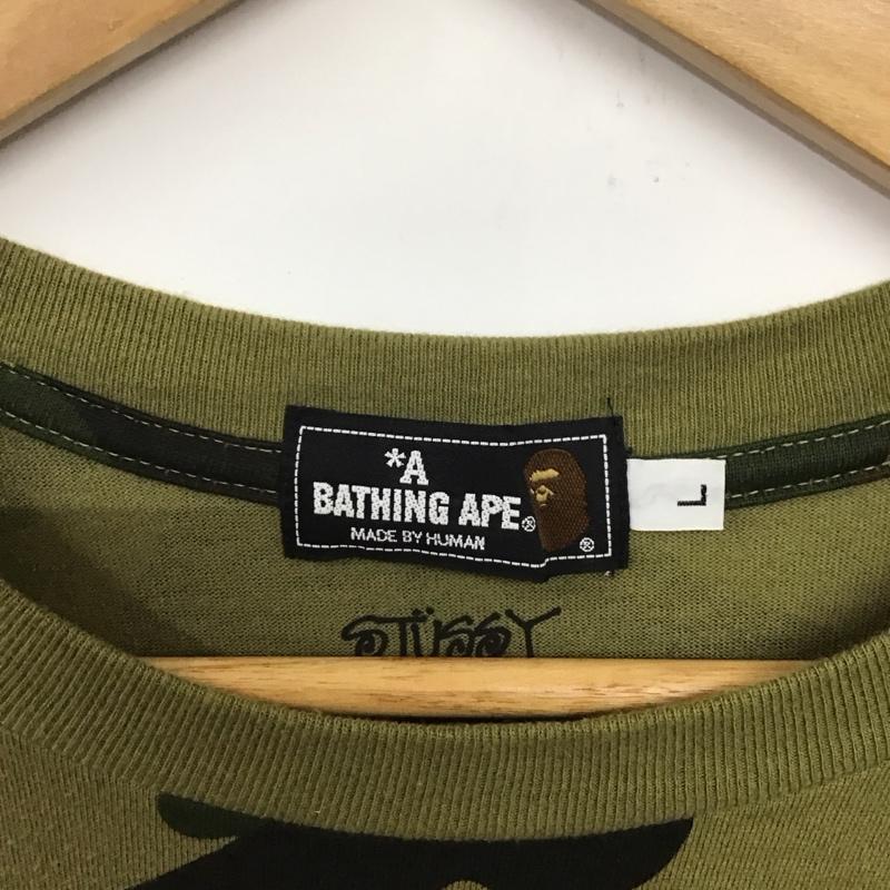 アベイシングエイプ A BATHING APE Tシャツ 半袖 半袖カットソー プリントTシャツ クルーネックカットソー stussy 30周年 L カモフラージュ柄・迷彩 マルチカラー / マルチカラー /  メンズ USED 古着 中古 10132682