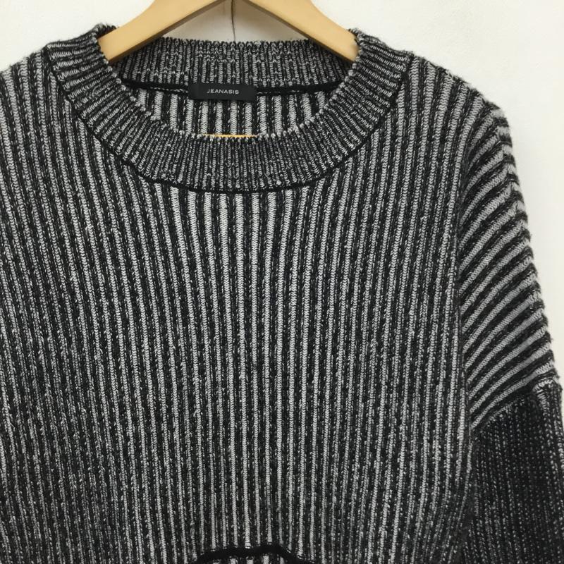 ジーナシス JEANASIS ニット、セーター 長袖 JS063025TP FREE ストライプ 黒 / ブラック /  レディース USED 古着 中古 10138249