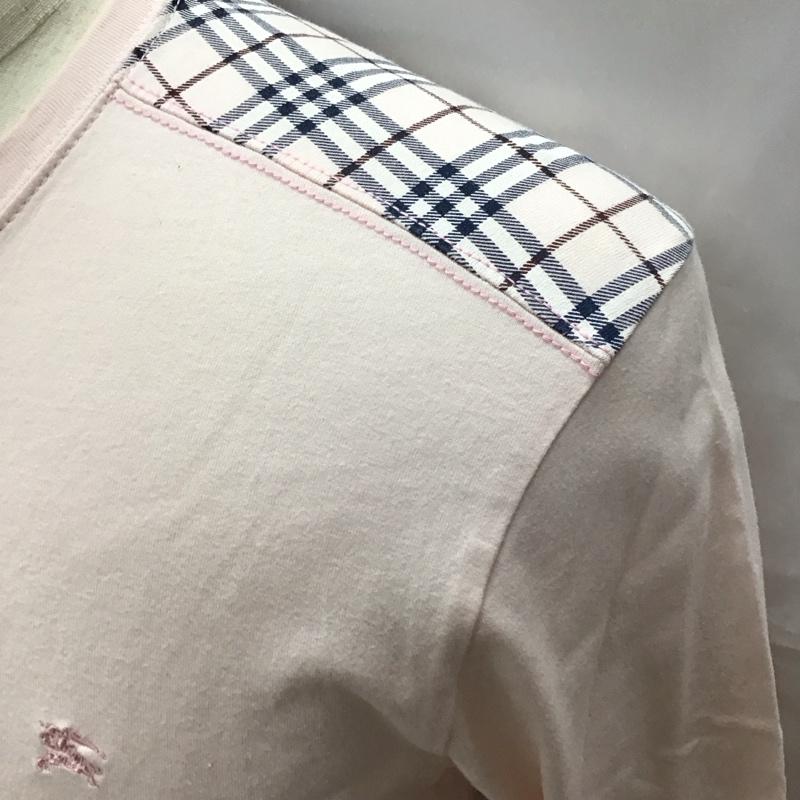 バーバリーロンドン Burberry London カットソー 長袖 長袖カットソー Vネックカットソー ロングスリーブカットソー プリントTシャツ L ロゴ、文字 桃 / ピンク /  メンズ USED 古着 中古 10113166