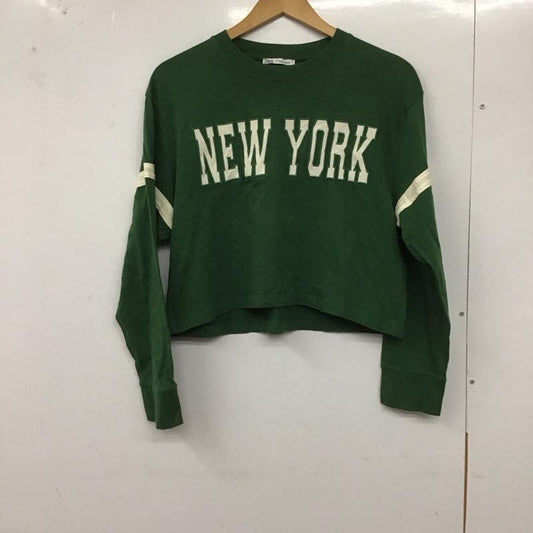ザラ ZARA Tシャツ 長袖 M プリント X ロゴ、文字 緑 / グリーン /  レディース USED 古着 中古 10129639