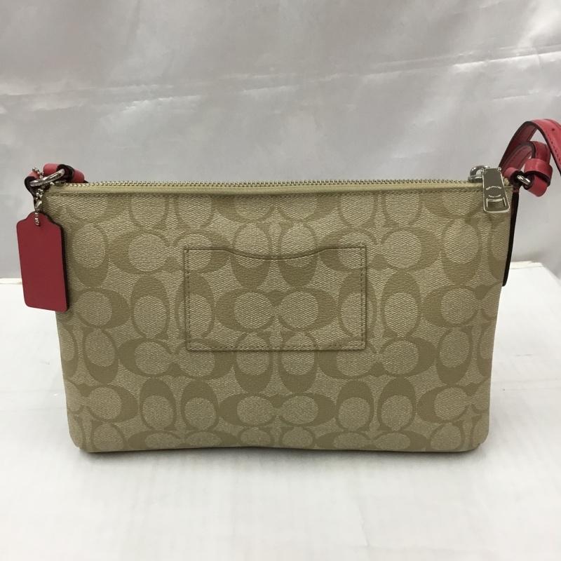 コーチ COACH ショルダーバッグ ショルダーバッグ F58316 シグネチャー ロゴ、文字 ベージュ / ベージュ / X 桃 / ピンク /  レディース USED 古着 中古 10105768