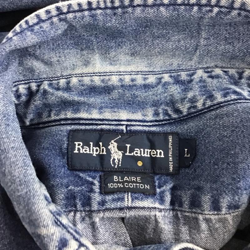 ラルフローレン RALPHLAUREN シャツ、ブラウス 長袖 長袖シャツ デニムシャツ カラーシャツ L ロゴ、文字 インディゴ / インディゴ /  メンズ USED 古着 中古 10126227