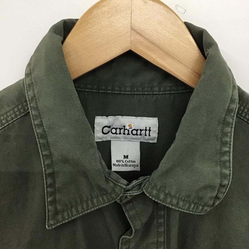 カーハート Carhartt シャツ、ブラウス 半袖 半袖シャツ 無地シャツ ポケットシャツ M ロゴ、文字 カーキ / カーキ /  メンズ USED 古着 中古 10146716