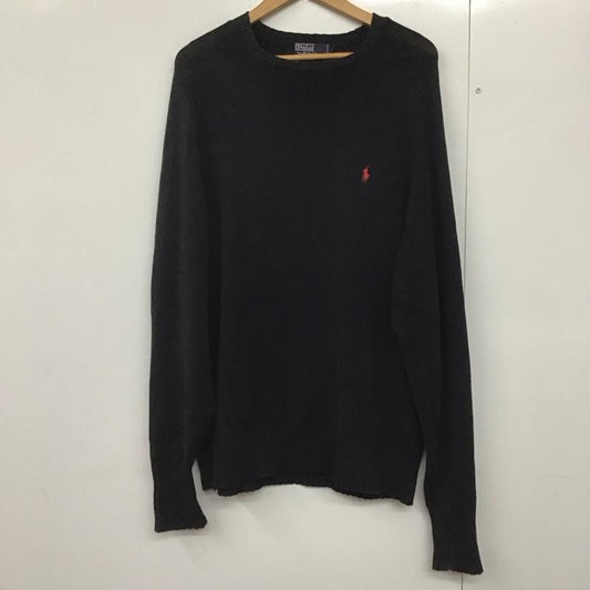 ポロバイラルフローレン Polo by RALPH LAUREN ニット、セーター 長袖 長袖ニットカットソー クルーネック セーター M ロゴ、文字 黒 / ブラック /  メンズ USED 古着 中古 10140847