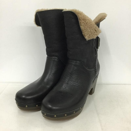 アグ UGG ブーツ ショートブーツ 1003856 AMORET ヒール 裏ボア 23cm 23.0cm ロゴ、文字 黒 / ブラック /  レディース USED 古着 中古 10142179