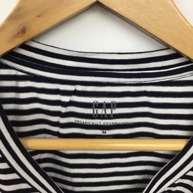 ギャップ GAP Tシャツ 半袖 半袖カットソー プリントTシャツ クルーネックカットソー M ボーダー柄 X プリント 白 / ホワイト / X 紺 / ネイビー /  メンズ USED 古着 中古 10148054