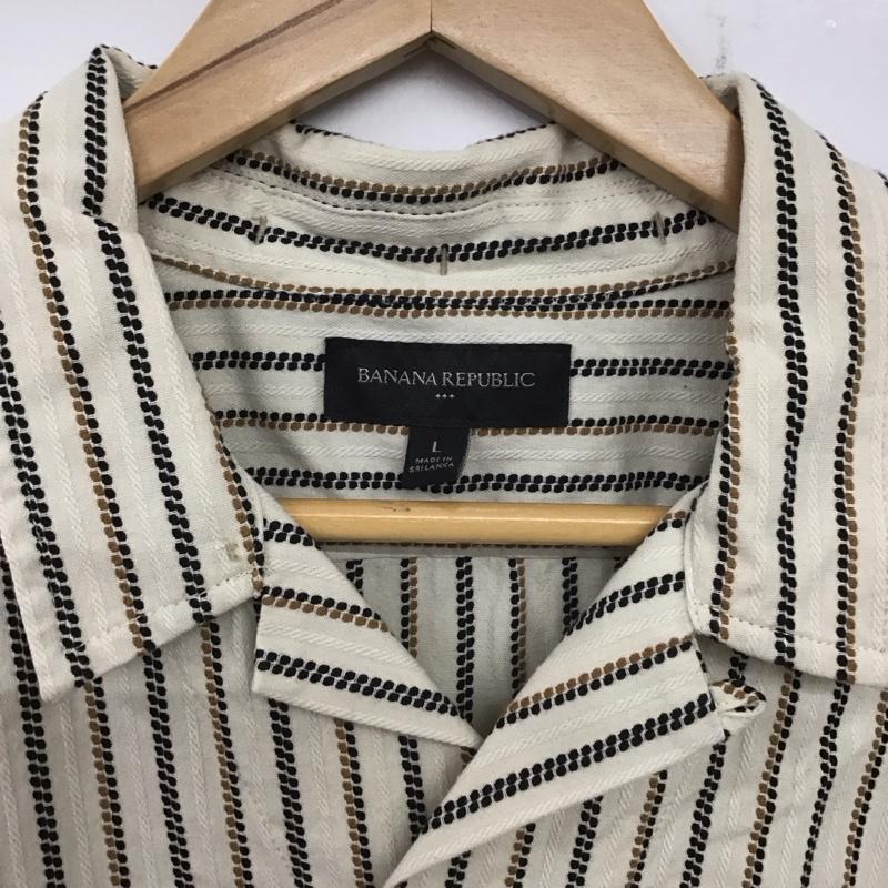 バナナリパブリック BANANA REPUBLIC シャツ、ブラウス 半袖 半袖シャツ プリントシャツ カジュアルシャツ L ストライプ ベージュ / ベージュ /  メンズ USED 古着 中古 10140143