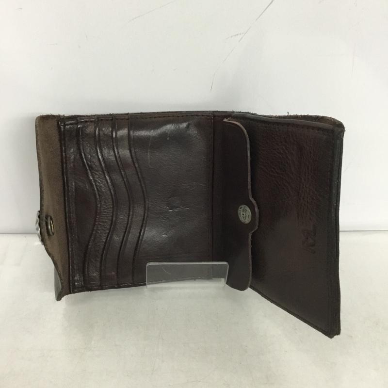 ダブルアールエル RRL 財布 二つ折り コンチョ レザーウォレット 箱有 ワンポイント ダークブラウン / ダークブラウン /  メンズ USED 古着 中古 10137403