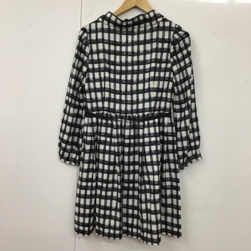 クレイサス CLATHAS ワンピース ひざ丈スカート 5410506 長袖 前開き タグ付き 38 チェック 白 / ホワイト / X 黒 / ブラック /  レディース USED 古着 中古 10117754