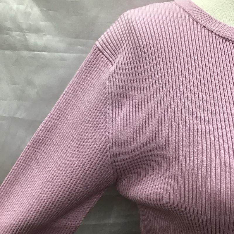 ザラ ZARA カーディガン 長袖 1750 100 668 リブ クルーネック タグ付き M 無地 桃 / ピンク /  レディース USED 古着 中古 10118404