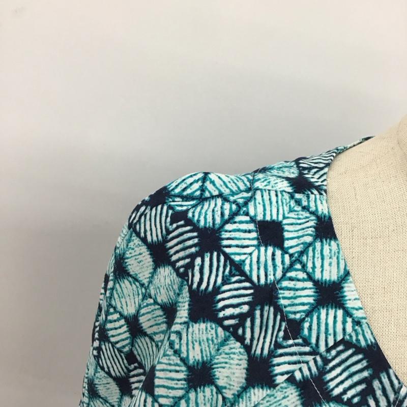 ブルックスブラザーズ BROOKS BROTHERS ワンピース ひざ丈スカート 346 半袖 4 総柄 青 / ブルー / X 紺 / ネイビー /  レディース USED 古着 中古 10118793