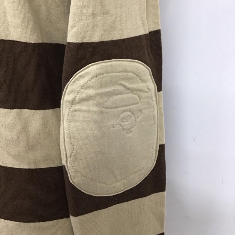 アベイシングエイプ A BATHING APE カットソー 長袖 長袖ポロシャツ カラーシャツ ロングスリーブカットソー XXS ボーダー柄 茶 / ブラウン /  レディース USED 古着 中古 10117497