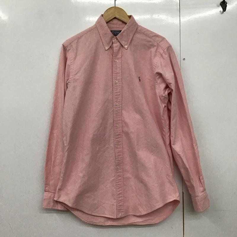 ポロラルフローレン POLO RALPH LAUREN シャツ、ブラウス 長袖 長袖シャツ ロゴシャツ カラーシャツ ボタンダウンシャツ 40 ロゴ、文字 赤 / レッド /  メンズ USED 古着 中古 10141027