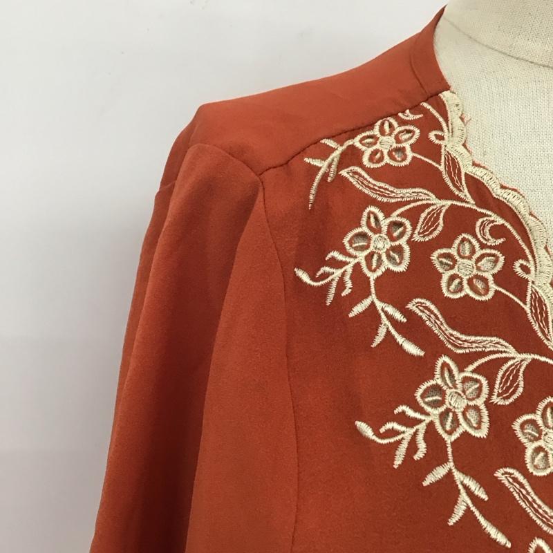 アルシーヴ archives ワンピース ロングスカート 5510 七分袖 ガウンワンピース M 刺繍 橙 / オレンジ /  レディース USED 古着 中古 10109033