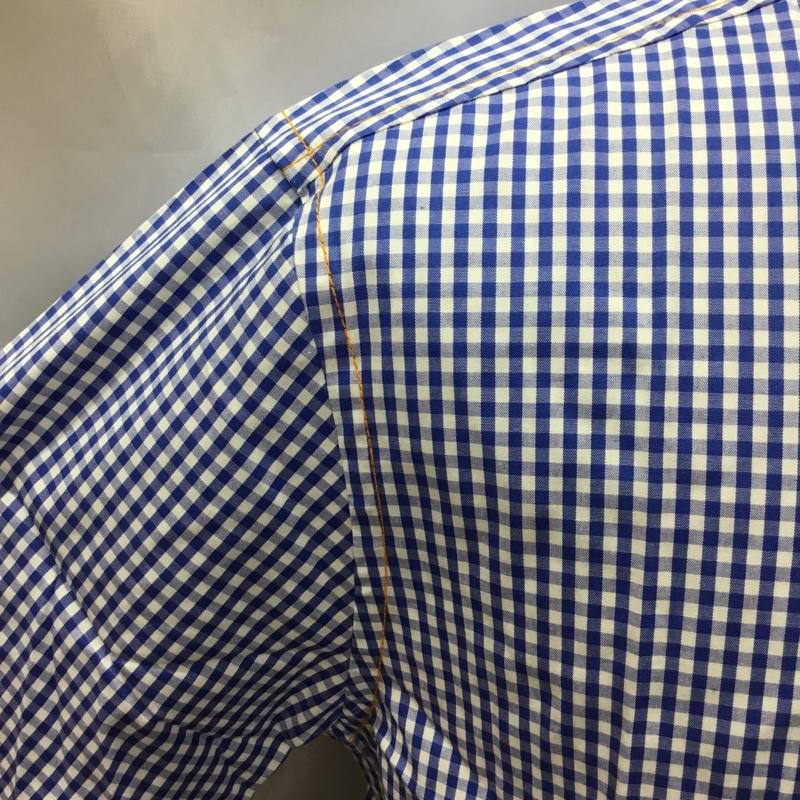トミーヒルフィガー TOMMY HILFIGER シャツ、ブラウス 半袖 114-112402-020 ボタンダウン 胸ポケット M チェック 白 / ホワイト / X 青 / ブルー /  メンズ USED 古着 中古 10111605