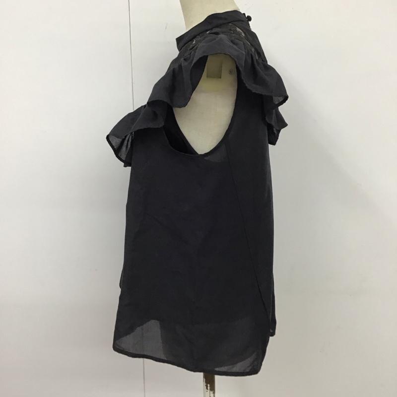 リリー ブラウン Lily Brown カットソー 半袖 lwft212062 エンブロイダリーレースブラウス ノースリーブカットソー 無地 X 花柄 黒 / ブラック /  レディース USED 古着 中古 10118007