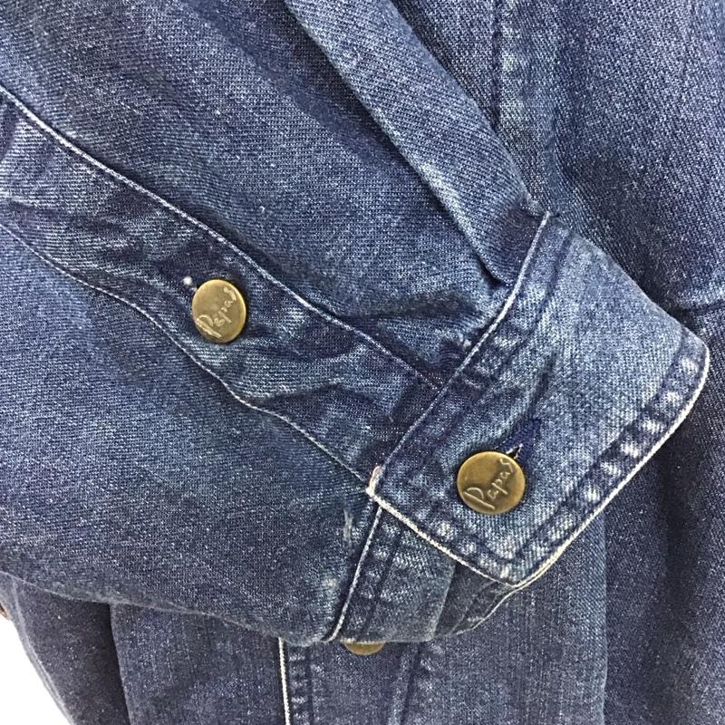 パパス PAPAS ジャケット、上着 ジャケット、ブレザー デニムジャケット カラージャケット 長袖ジャケット ブルゾン L 無地 インディゴ / インディゴ /  メンズ USED 古着 中古 10116531