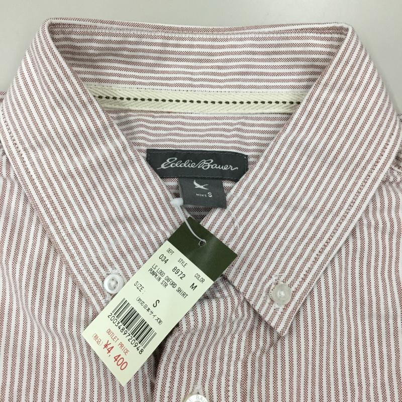 エディーバウアー Eddie Bauer シャツ、ブラウス 長袖 ボタンダウンシャツ S ストライプ 白 / ホワイト / X 赤 / レッド /  メンズ USED 古着 中古 10112753