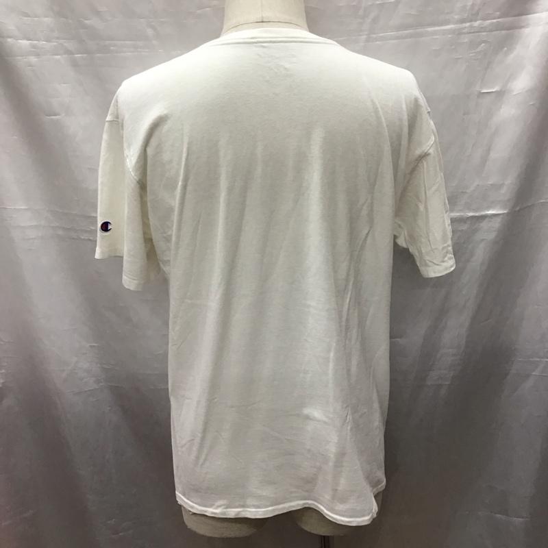 チャンピオン Champion Tシャツ 半袖 クルーネック L ロゴ、文字 白 / ホワイト /  メンズ USED 古着 中古 10117026