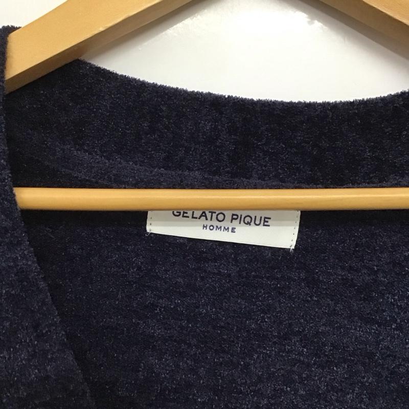 ジェラートピケ gelato pique カーディガン 長袖 長袖カーディガン 前ボタン ニットカーディガン ルームウェア M 無地 紺 / ネイビー /  メンズ USED 古着 中古 10144471