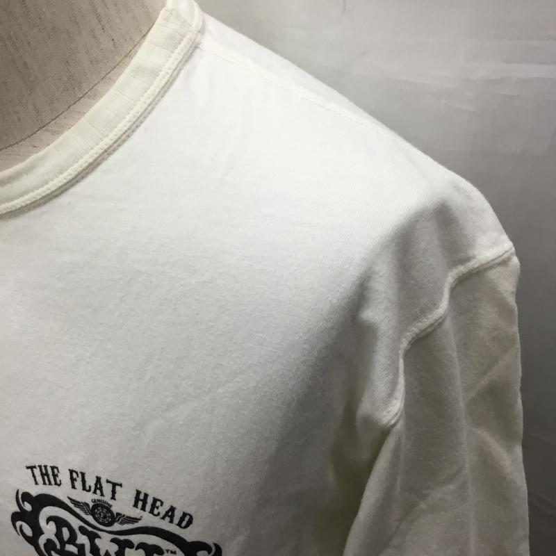 フラットヘッド The Flat Head カットソー 長袖 長袖カットソー クルーネックカットソー ロングスリーブカットソー プリントTシャツ 40 プリント 白 / ホワイト /  メンズ USED 古着 中古 10122382