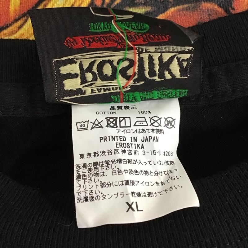 エロスティカ EROSTiKA Tシャツ 半袖 Devils Cat Fight バックプリント XL ロゴ、文字 黒 / ブラック /  メンズ USED 古着 中古 10123391