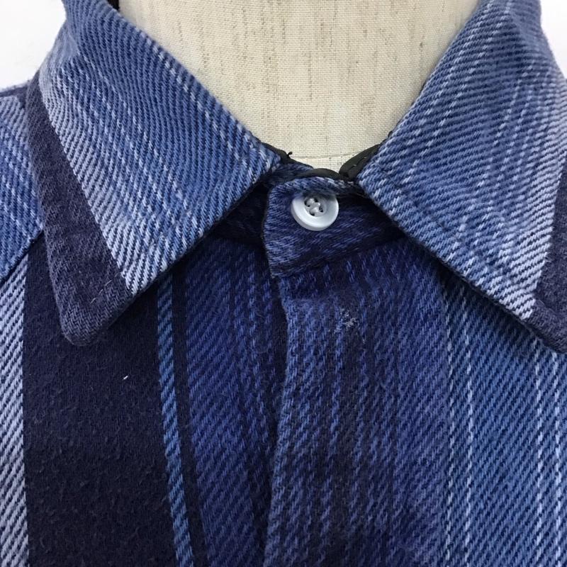 キイ KEY シャツ、ブラウス 長袖 長袖シャツ カラーシャツ カジュアルシャツ SADDLEKING ストライプシャツ ストライプ 青 / ブルー /  メンズ USED 古着 中古 10110724