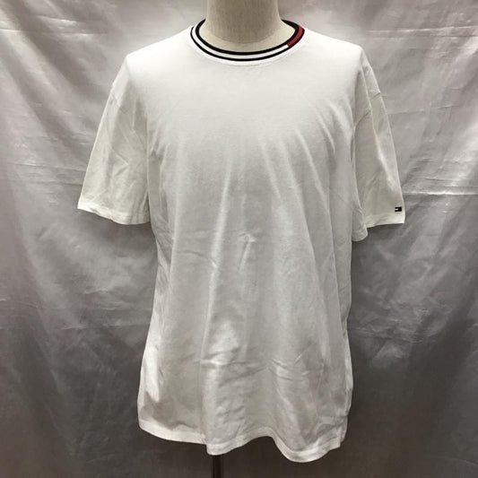 トミーヒルフィガー TOMMY HILFIGER Tシャツ 半袖 半袖カットソー プリントTシャツ クルーネックカットソー XL 無地 白 / ホワイト /  メンズ USED 古着 中古 10122704