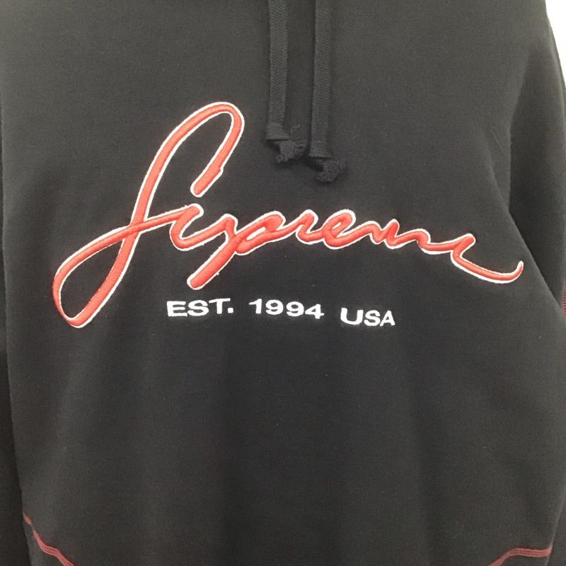 シュプリーム Supreme パーカー 長袖 19SS Contrastembroideredhoodedsweatshirt 長袖プルオーバーパーカー XL ロゴ、文字 白 / ホワイト / X 黒 / ブラック / X 赤 / レッド /  メンズ USED 古着 中古 10107521