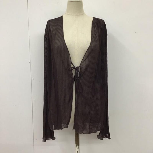 ザラ ZARA カーディガン 長袖 長袖カーディガン 長袖カットソー ノーカラージャケット 前開カーディガン L 無地 茶 / ブラウン /  レディース USED 古着 中古 10114925