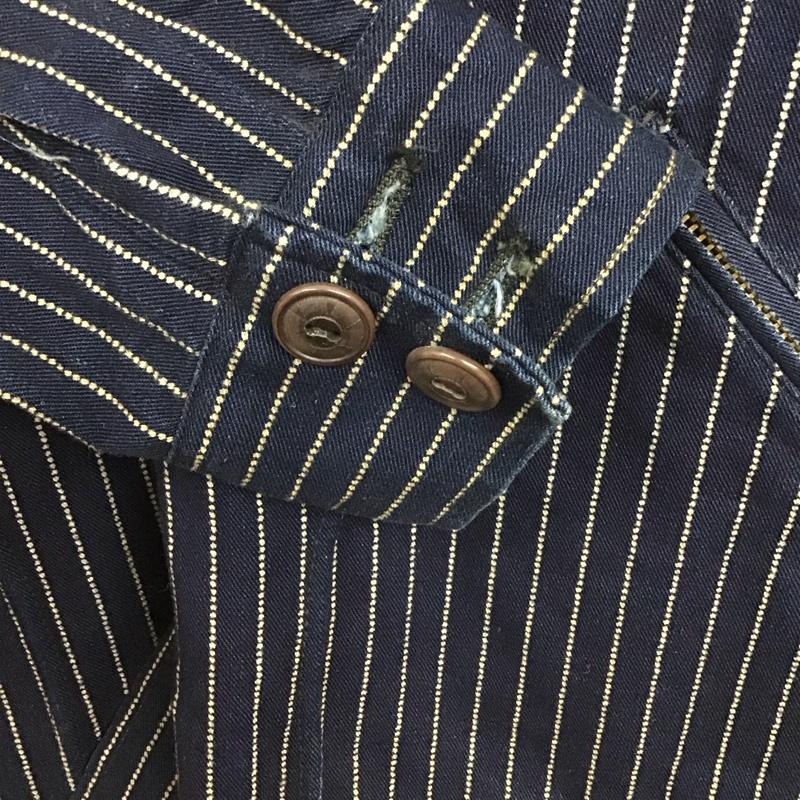ウエストライド WESTRIDE シャツ、ブラウス 長袖 長袖シャツジャケット ストライプシャツ ジップアップポケット ストライプ 紺 / ネイビー /  メンズ USED 古着 中古 10137440