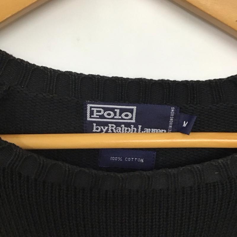 ポロバイラルフローレン Polo by RALPH LAUREN ニット、セーター 長袖 長袖ニットカットソー クルーネック セーター M ロゴ、文字 黒 / ブラック /  メンズ USED 古着 中古 10140847