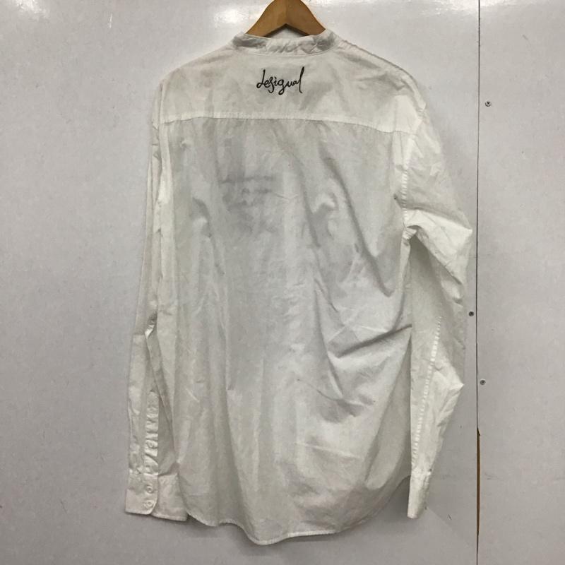 デシグアル Desigual シャツ、ブラウス 長袖 長袖シャツ ノーカラーシャツ XXL プリント 白 / ホワイト /  メンズ USED 古着 中古 10147310