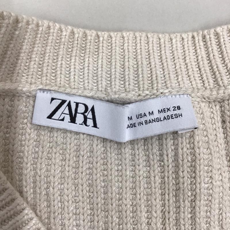 ザラ ZARA ベスト ベスト 3519 056 806 Vネック ニットベスト M 無地 アイボリー / アイボリー /  レディース USED 古着 中古 10118450