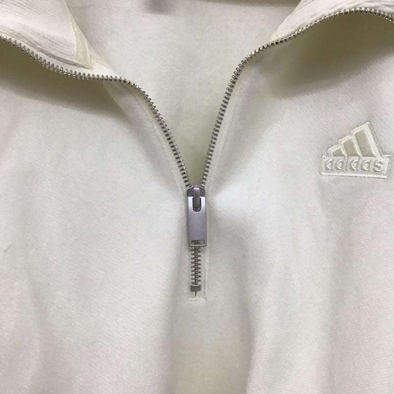 アディダス adidas トレーナー 長袖 ハーフジップ L 無地 オフホワイト / オフホワイト /  レディース USED 古着 中古 10147240